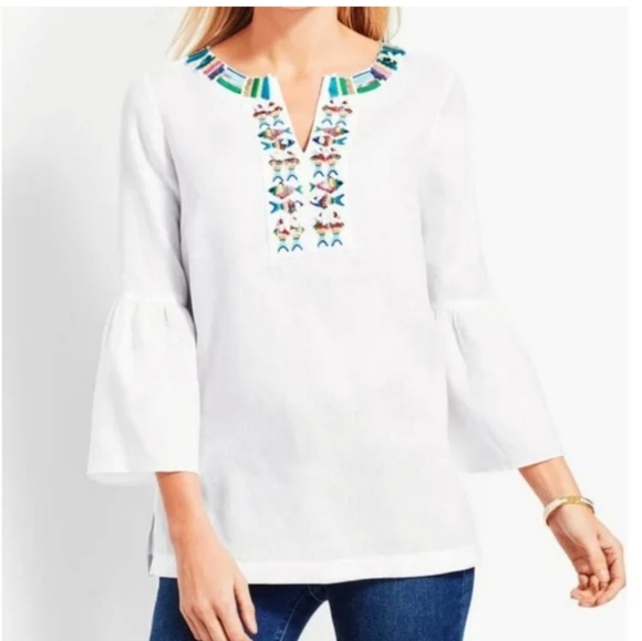 NWOT Talbots Fish embellish Tunic blouse - Picture 2 of 8